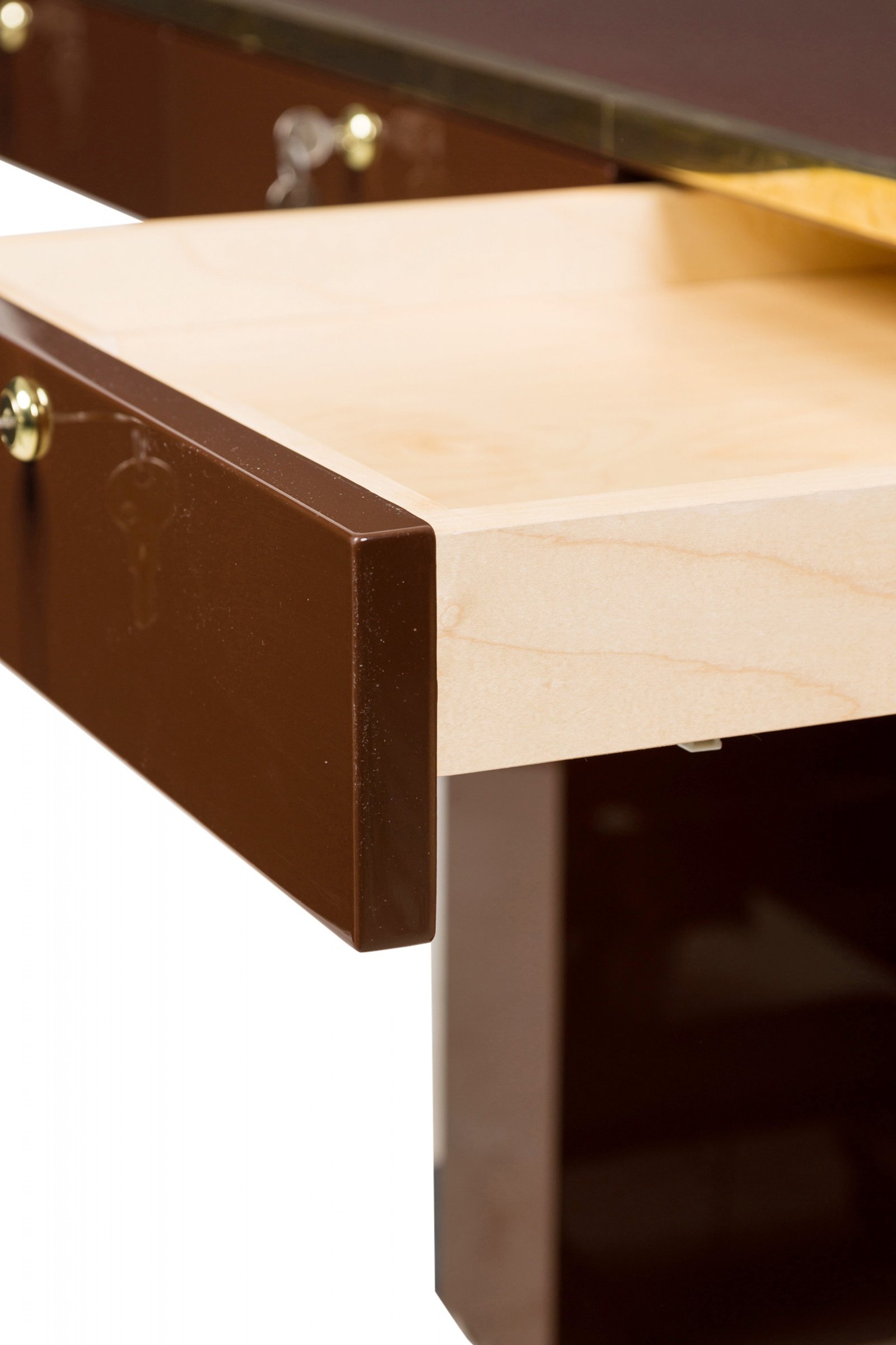 Contemporary American Brown Lacquered Wooden Desk